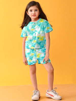 DHIMAHI ENTERPRISE Girls Midi/Knee Length Casual Dress(Multicolor, Short Sleeve)
