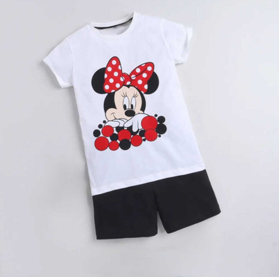SK G AND J Baby Girls Minnie Party(Festive) Top Shorts(WHITE)
