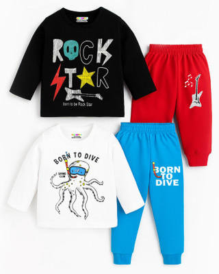 Kuchipoo Baby Boys Casual T-shirt Track Pants(Multicolor 2)