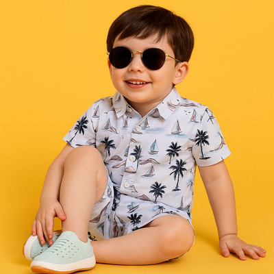 PROVOGUE Boys Casual Shirt Shorts(White5)