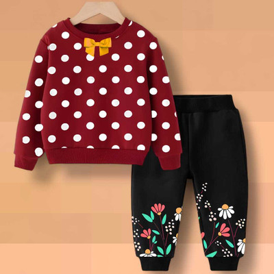 FASTCRY Baby Boys & Baby Girls Casual Sweatshirt Pant(Maroon,Black)