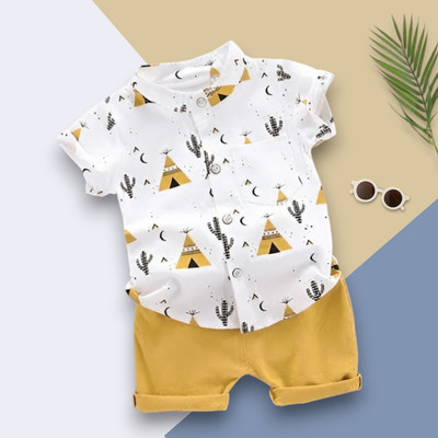 SNEGVI Baby Boys & Baby Girls Party(Festive) Shirt Shorts(CLASSIC_YELLOW)