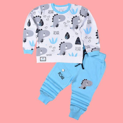 Worton Fashion Boys Casual T-shirt Pant(Sky Blue)