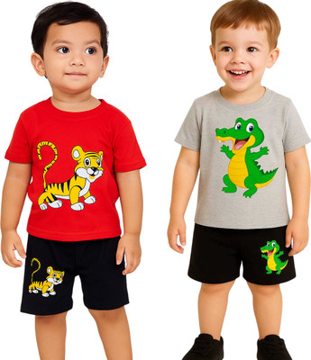 SEGRO Baby Boys & Baby Girls Casual T-shirt Shorts(RED, GREY)