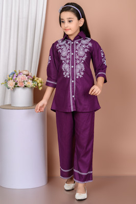 BAAQI Girls Casual Shirt Pyjama(Purple)