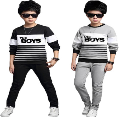 DRUZZEE Boys Casual Sweatshirt Pant(Black-Grey)