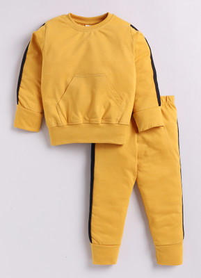 carrydreams Boys & Girls Casual T-shirt Trouser(MUSTARD)