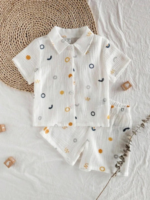 OptNshop Boys Casual Shirt Shorts(White)