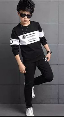 PY PINKYOU Boys Casual Sweatshirt Track Pants(Black)
