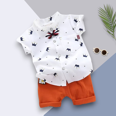 LittleRebel Baby Boys & Baby Girls Casual Shirt Shorts(ROYALTAJ_WHITE_FANTA)