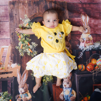 Fashionhub Baby Girls Party(Festive) Top Skirt(Yellow and White)