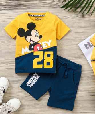 SANWARIA CLUB Baby Boys Casual T-shirt Shorts(YELLOW, NAVY)