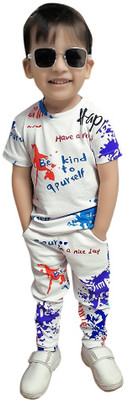 DEEPIMPEX Boys & Girls Casual T-shirt Trouser(White)