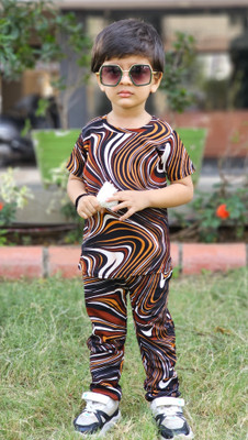 ALANTA Boys Casual T-shirt Pant(BROWNCHATAPTA)