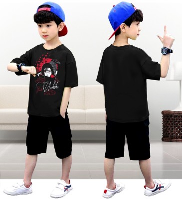 GCYX Boys Casual T-shirt Shorts(Black)