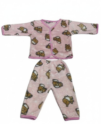 Trivika Fashions Baby Boys & Baby Girls Casual Shirt Pyjama(Baby Pink)