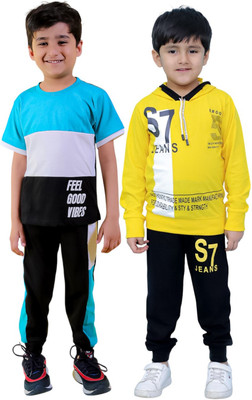 Chandrika Boys Casual T-shirt Trouser(SEAGREEN_GOLD)