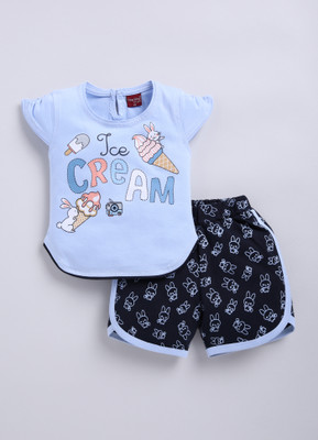 TINY BINY Girls Casual Top Shorts(Violet)