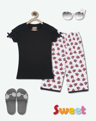 SINI MINI Girls Casual Pyjama Sleepsuit(BLK_LDBG)