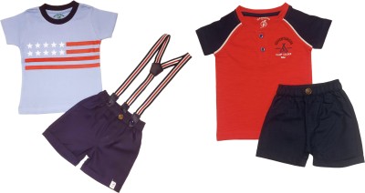 Bio Fashion Baby Boys Party(Festive) Dungaree and Romper Suspenders(BLUE, RED)