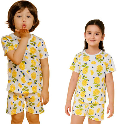 Wemyc Boys & Girls Casual T-shirt Shorts(LEMON)