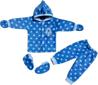 Jaiganpatistore Baby Boys & Baby Girls Casual Sweatshirt Socks, Pyjama(Blue)