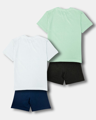 Miss & Chief Boys Casual T-shirt Shorts(WHITE, YELLOW)
