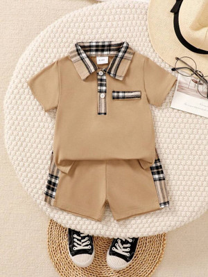 REEVA Boys Casual T-shirt Shorts(CHIKU-BROWUN)