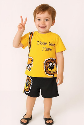 Cutevibe Baby Boys & Baby Girls Party(Festive) T-shirt Shorts(Yellow Gold)