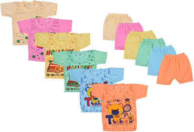 Shyamcollections Baby Boys & Baby Girls Casual T-shirt Shorts(Multicolor)