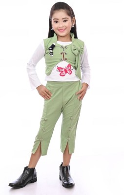 SabinaGarments Girls Party(Festive) Top Pant(Green)