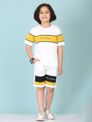 SmartRAHO Boys Casual T-shirt Shorts(Yellow)