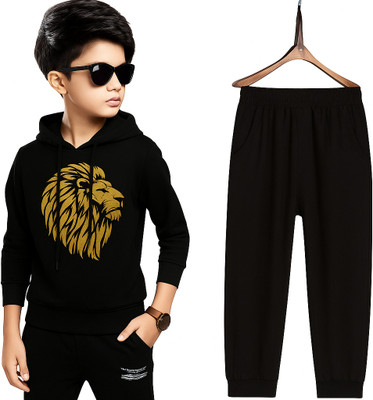 KYCLOTHING Boys Casual Sweatshirt Pant(Black)
