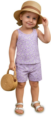 KIdbea Girls Casual Top Shorts(Lavender)