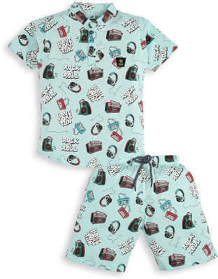 Wonder Klothes Boys Casual T-shirt Shorts(Blue)