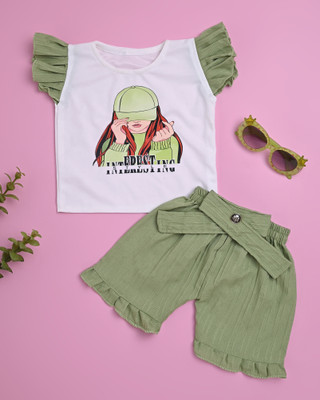 SM Avenew Store Baby Girls Casual T-shirt Shorts(Meadow Mellow)