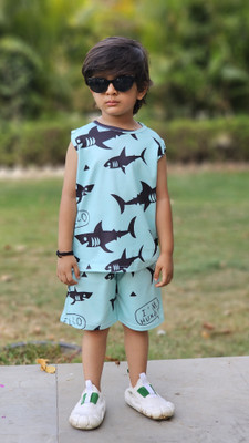 ETTUKITTU Baby Boys Casual T-shirt Shorts(BLUE)