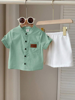 CSHUB Baby Boys Party(Festive) Shirt Shorts(MINT GREEN & WHITE)