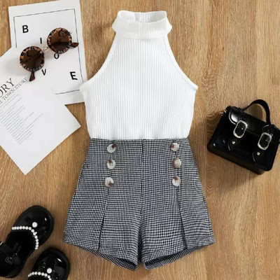 HouseOfCommon Baby Girls Casual T-shirt Shorts(White)