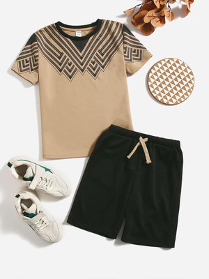 DOODEEKIDS Baby Boys & Baby Girls Casual T-shirt Shorts(Beige)