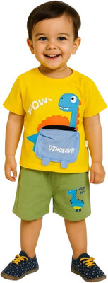 MiniMighty Baby Boys Casual T-shirt Shorts(YELLOW)