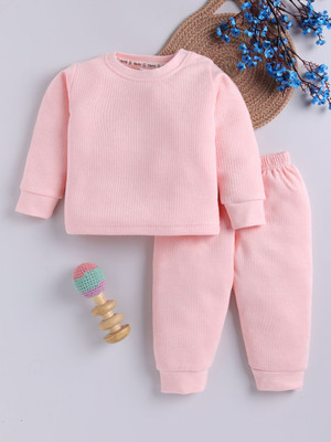 YK X Tinyo Baby Girls Casual Sweatshirt Pant(Peach)