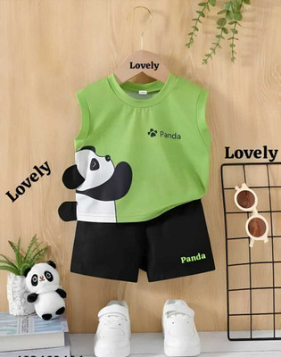 AD LOVELY Fashion wear Boys & Girls Casual T-shirt Shorts(GREEN, BLACK)