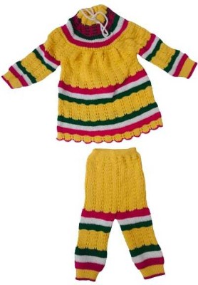 PRB Baby Girls Casual Sweater Pyjama(Yellow)