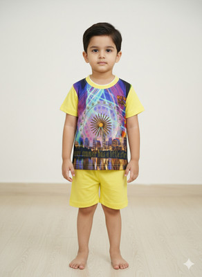 UniponKids Boys Casual T-shirt Pant(YELLOW)