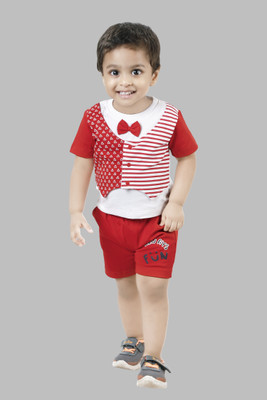 MUMBEL Baby Boys Party(Festive) T-shirt Jacket(RED/WHITE)