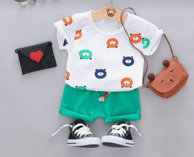 Kidzo creation Baby Boys Casual T-shirt Shorts(White)