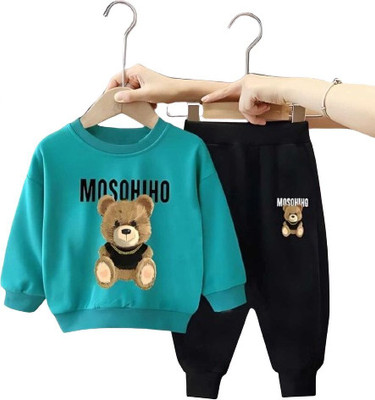 COOL BOYS Baby Boys & Baby Girls Casual T-shirt Pant(Deep Blue Black)