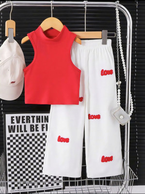 ayat Girls Casual Top Pant(Red)