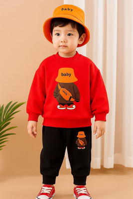 Z COLLECTION Boys & Girls Casual T-shirt Pant(Red, Black)